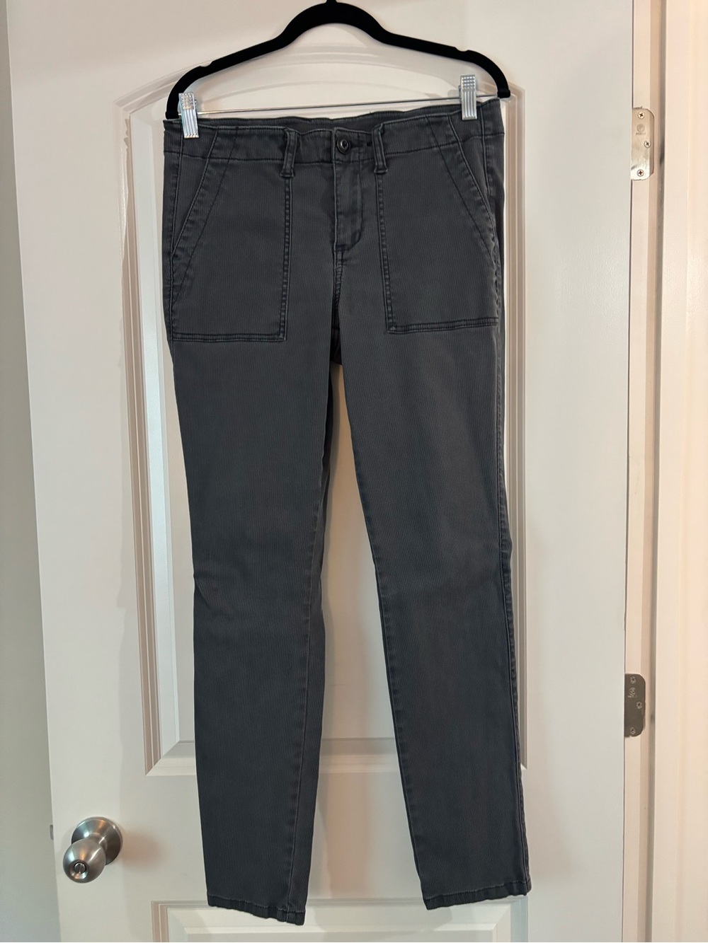 CAbi Quest Slim Straight fine cord pants in Charcoal